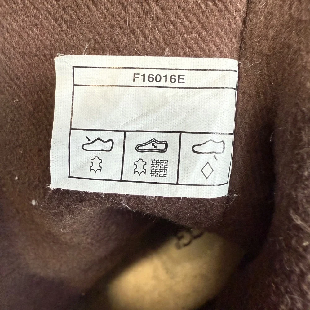 UGG K Harwell Bomber Boots Kids Brown Teak Leather Wool‎ Lining Size 3